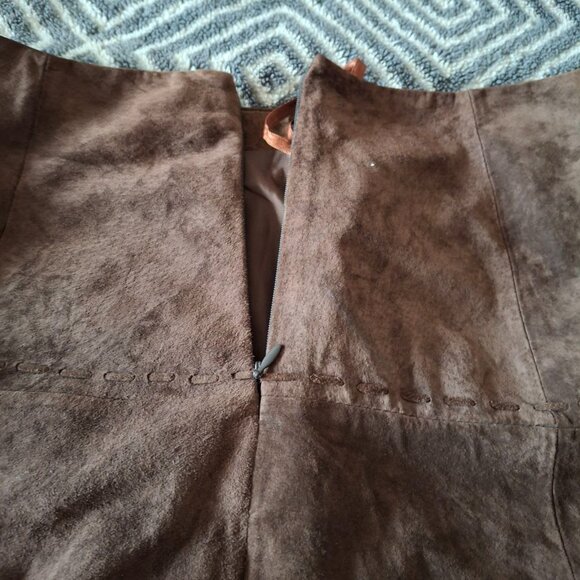 Eddie Bauer Vintage Seattle Suede Skirt Washable Leather Size 6 Brown - Picture 7 of 11